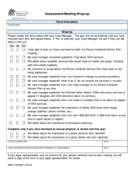 Document preview: DSHS Form 14-492 Assessment Meeting Wrap-Up - Washington