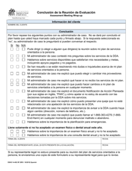 Document preview: DSHS Formulario 14-492 Conclusion De La Reunion De Evaluacion - Washington (Spanish)