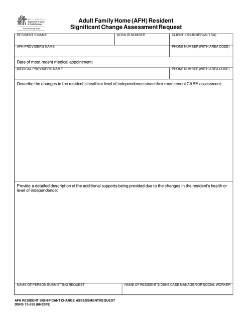DSHS Form 15-558  Printable Pdf