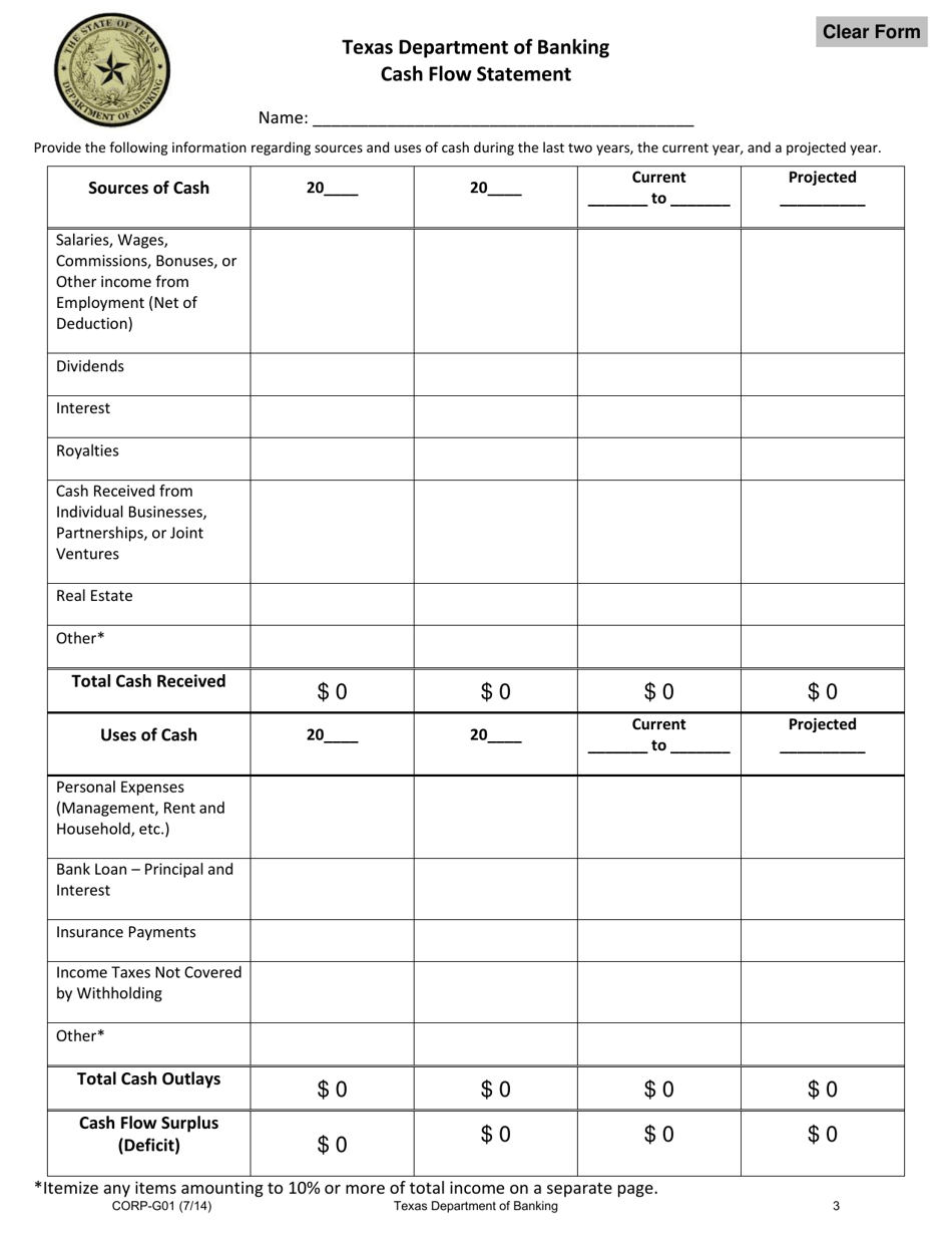 Form CORP-G01 Personal Financial Statement - Texas, Page 3
