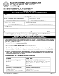 TDLR Form MIL001 Military Service Member, Military Veteran or Military Spouse Supplemental Application - Texas, Page 4