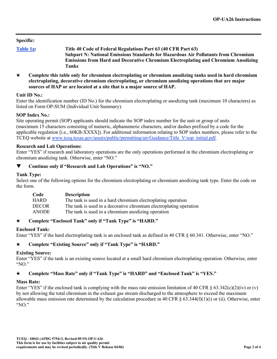 Form TCEQ-10042 (OP-UA26) Electroplating and Anodizing Unit Attributes - Texas, Page 2