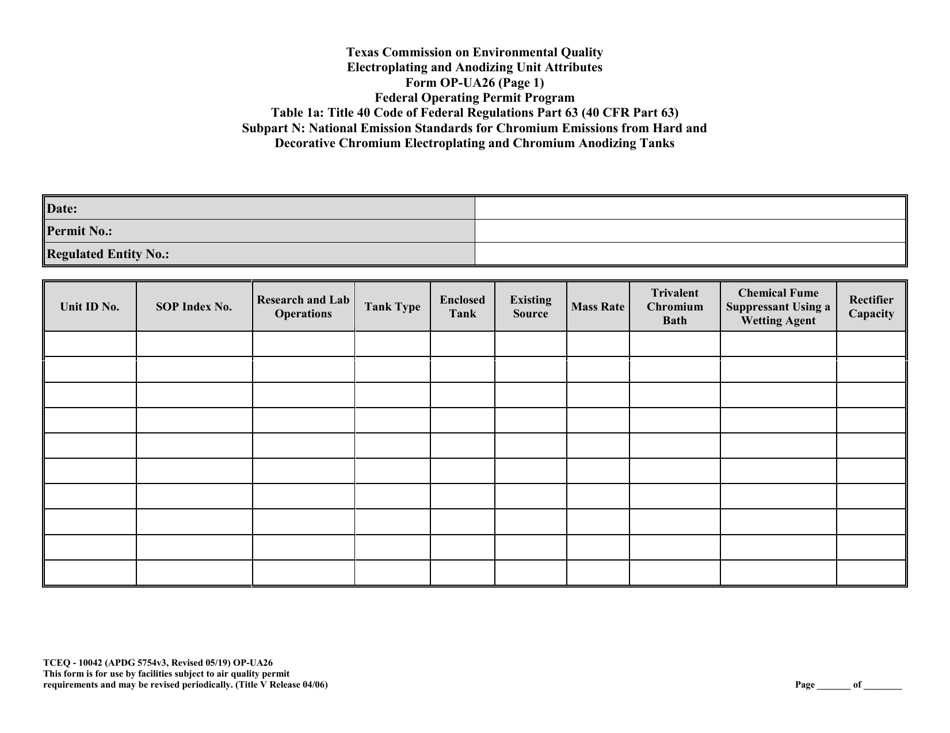 Form TCEQ-10042 (OP-UA26) Electroplating and Anodizing Unit Attributes - Texas, Page 5