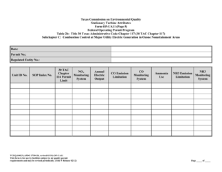 Form TCEQ-10023 (OP-UA11) Stationary Turbine Attributes - Texas, Page 32