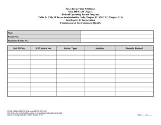 Form TCEQ-10086 (OP-UA35) Incinerator Attributes - Texas, Page 15
