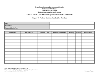 Form TCEQ-10086 (OP-UA35) Incinerator Attributes - Texas, Page 20