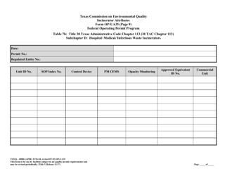 Form TCEQ-10086 (OP-UA35) Incinerator Attributes - Texas, Page 23