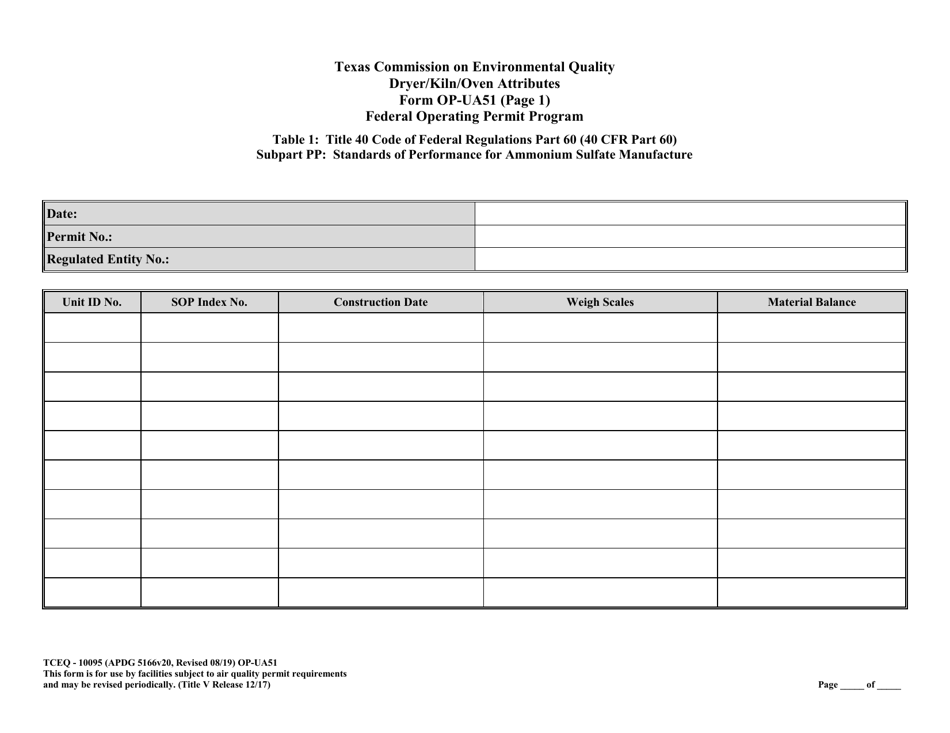 Form TCEQ-10095 (OP-UA51) Dryer / Kiln / Oven Attributes - Texas, Page 14
