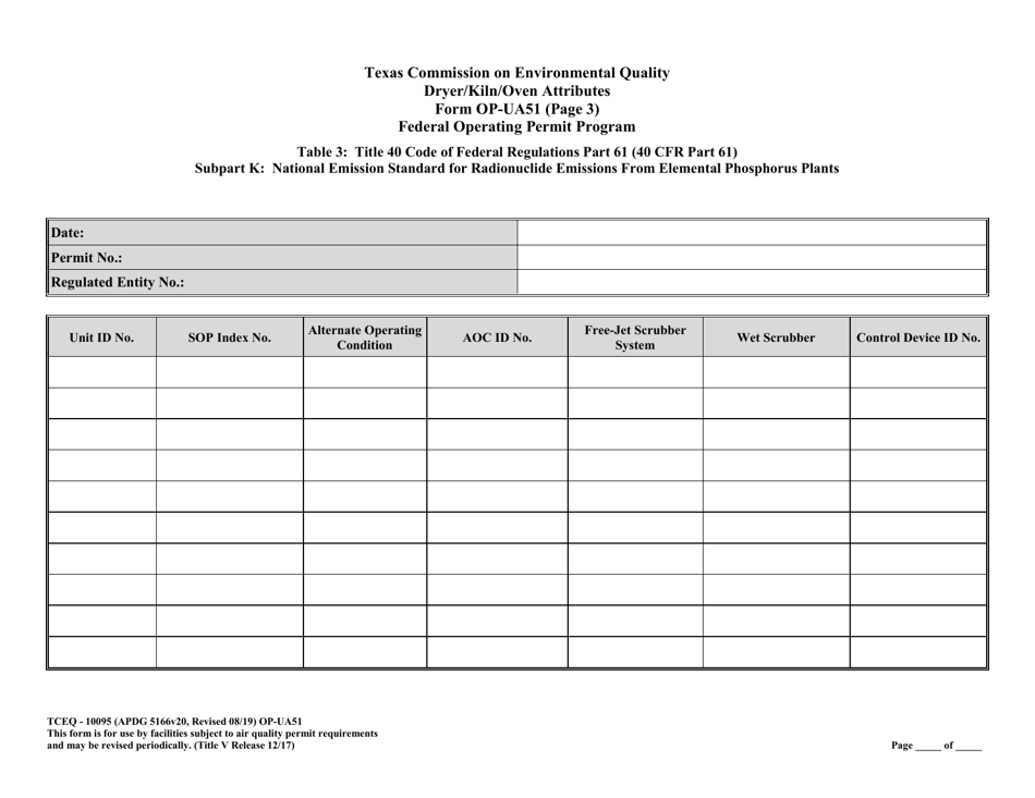 Form TCEQ-10095 (OP-UA51) Dryer / Kiln / Oven Attributes - Texas, Page 16