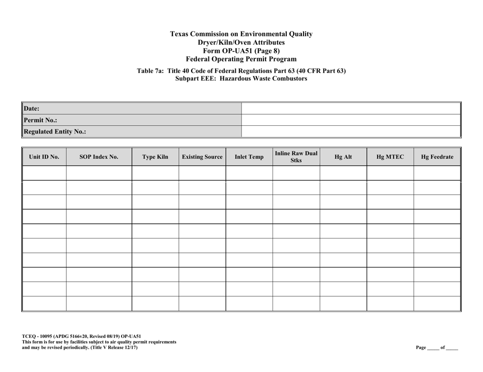 Form TCEQ-10095 (OP-UA51) Dryer / Kiln / Oven Attributes - Texas, Page 21