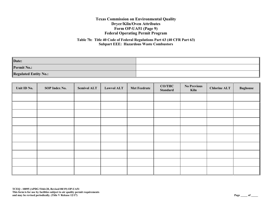 Form TCEQ-10095 (OP-UA51) Dryer / Kiln / Oven Attributes - Texas, Page 22