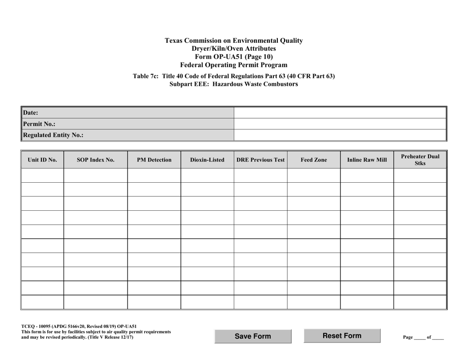 Form TCEQ-10095 (OP-UA51) Dryer / Kiln / Oven Attributes - Texas, Page 23