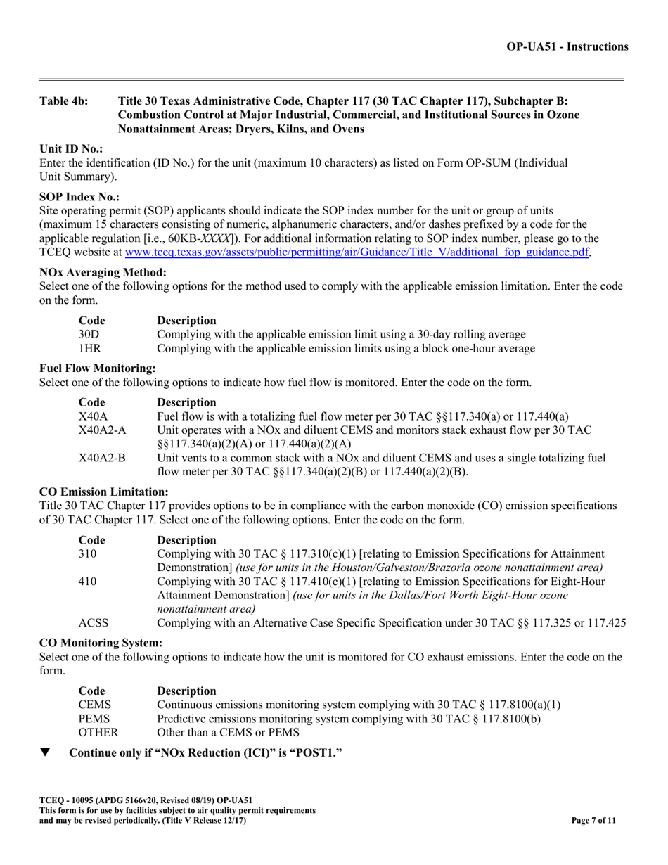 Form TCEQ-10095 (OP-UA51) Dryer / Kiln / Oven Attributes - Texas, Page 7