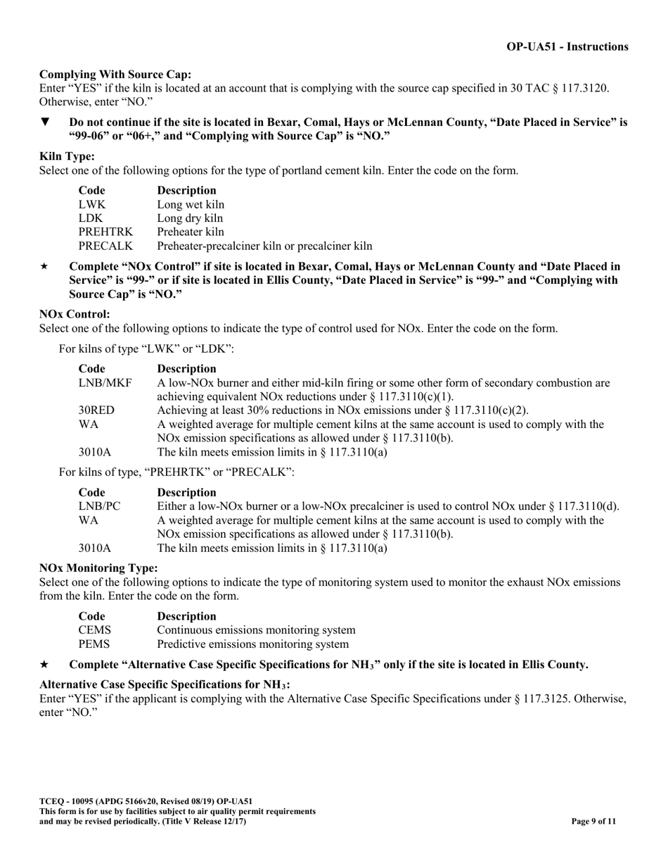 Form TCEQ-10095 (OP-UA51) Dryer / Kiln / Oven Attributes - Texas, Page 9