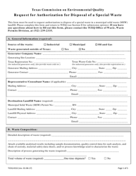 Document preview: Form TCEQ-0152 Request for Authorization for Disposal of a Special Waste - Texas