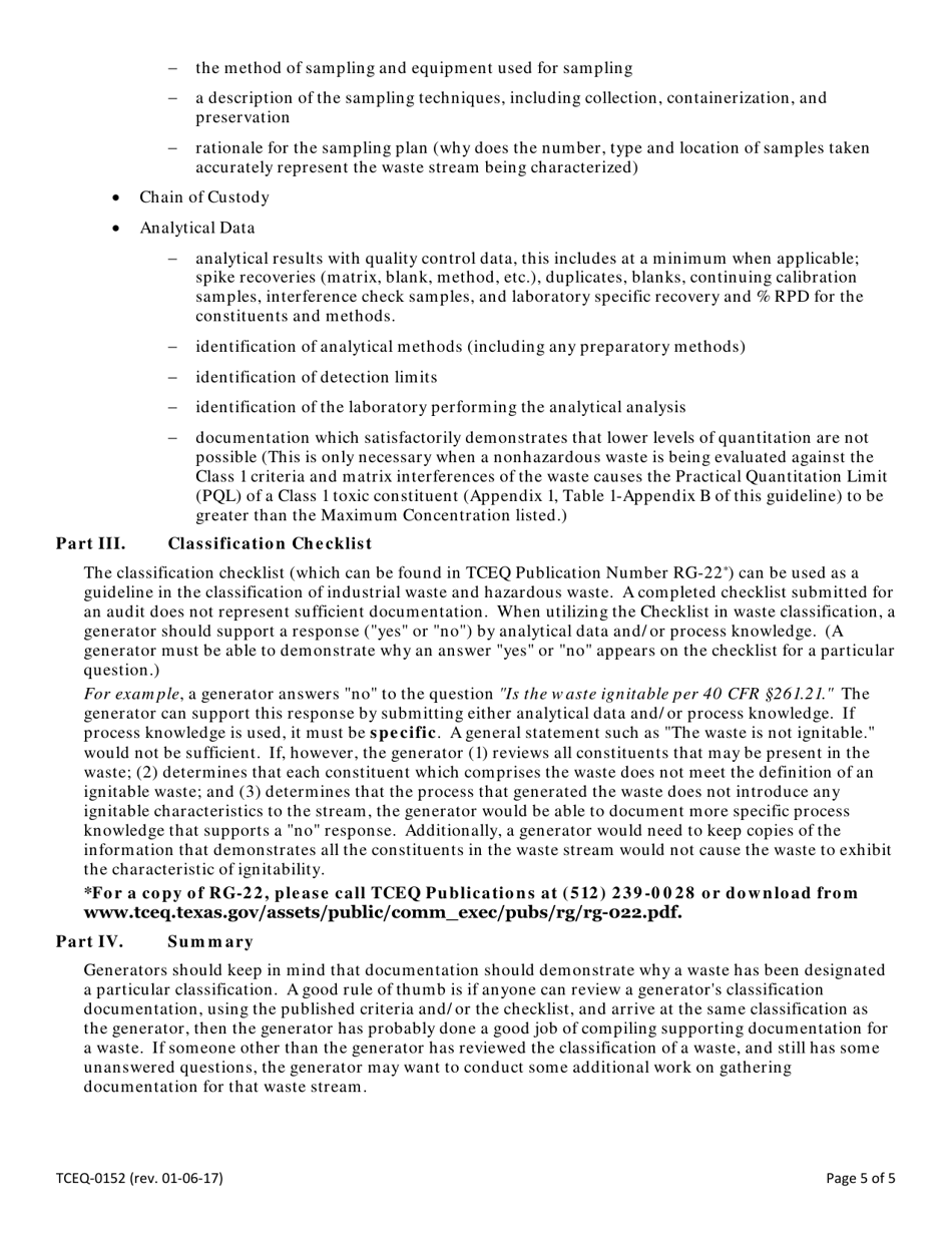 Form TCEQ-0152 Request for Authorization for Disposal of a Special Waste - Texas, Page 5