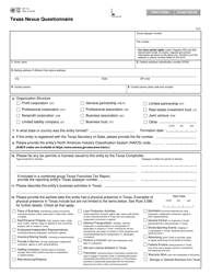 Form AP-114 Texas Nexus Questionnaire - Texas