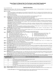 Form 10-161 Texas Report of Natural Gas Tax - Purchaser Lease Detail Supplement - Texas, Page 2