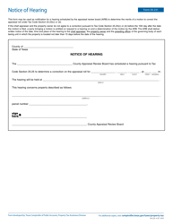Document preview: Form 50-231 Notice of Hearing - Texas