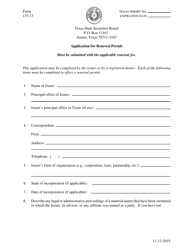 Form 133.13 Application for Renewal Permit - Texas