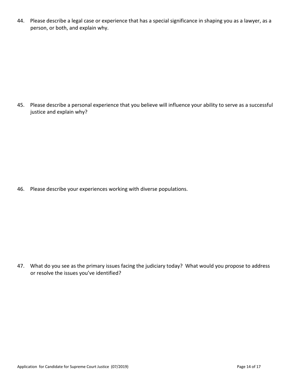 Application for Candidate for Supreme Court Justice - Vermont, Page 14
