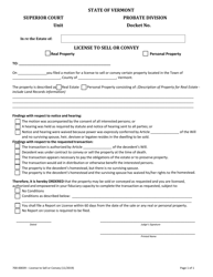 Document preview: Form 700-00039 License to Sell or Convey - Vermont