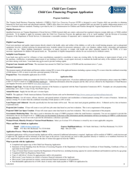 Child Care Centers Child Care Financing Program Application - Virginia, Page 3