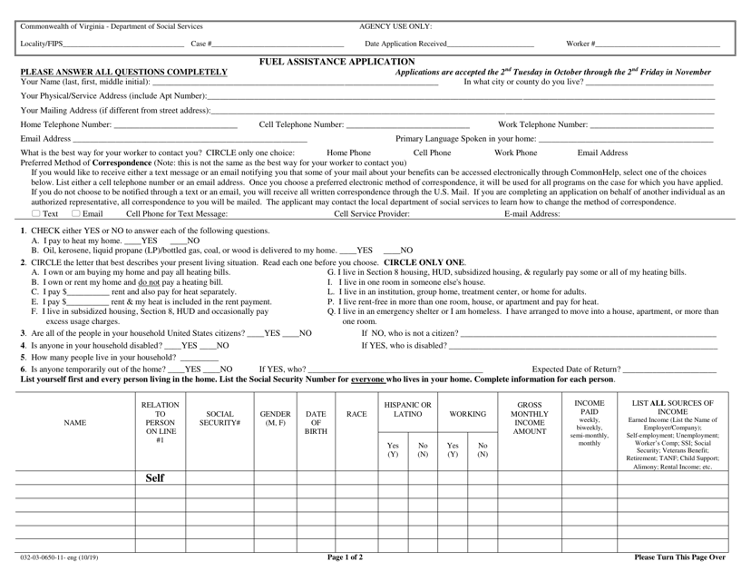 Form 032 03 0650 11 Eng Fill Out Sign Online And Download Printable Pdf Virginia 7305