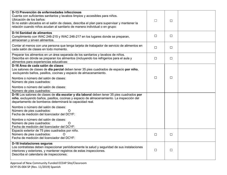 DCYF Formulario 05-004 Aprobacion De Nuevo Centro / Salon Eceap Financiado Por La Comunidad - Washington (Spanish), Page 3