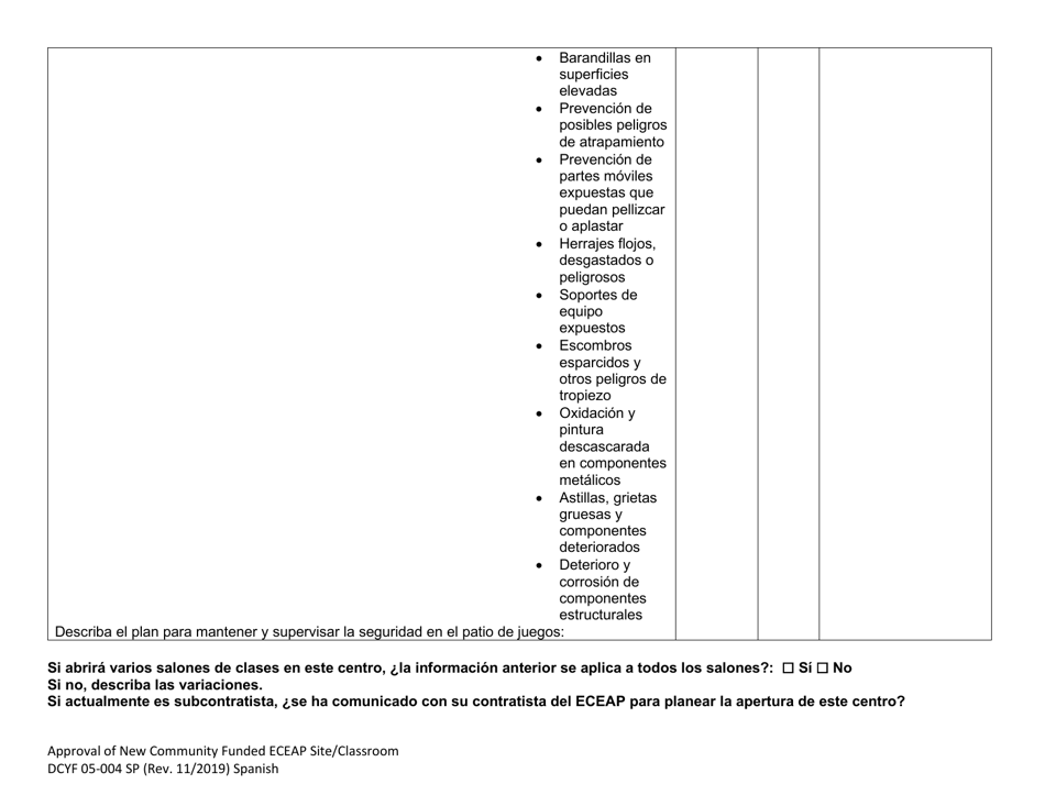 DCYF Formulario 05-004 Aprobacion De Nuevo Centro / Salon Eceap Financiado Por La Comunidad - Washington (Spanish), Page 5