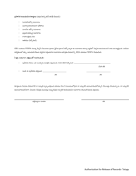 DCYF Form 10-650 Authorization for Release of Records - Washington (Telugu), Page 2