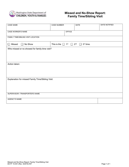 DCYF Form 15-451  Printable Pdf