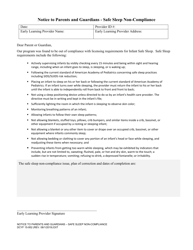 Document preview: DCYF Form 15-952 Notice to Parents and Guardians - Safe Sleep Non-compliance - Washington