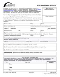 Form DOC03-417 Position Review Request - Washington