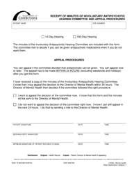 Document preview: Form DOC13-328 Receipt of Minutes of Involuntary Antipsychotic Hearing Committee and Appeal Procedures - Washington