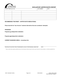 Form DOC13-329 Involuntary Antipsychotic Report - Washington, Page 2