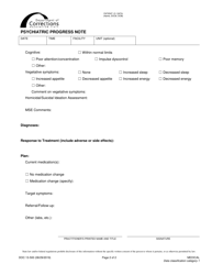 Form DOC13-500 Psychiatric Progress Note - Washington, Page 2