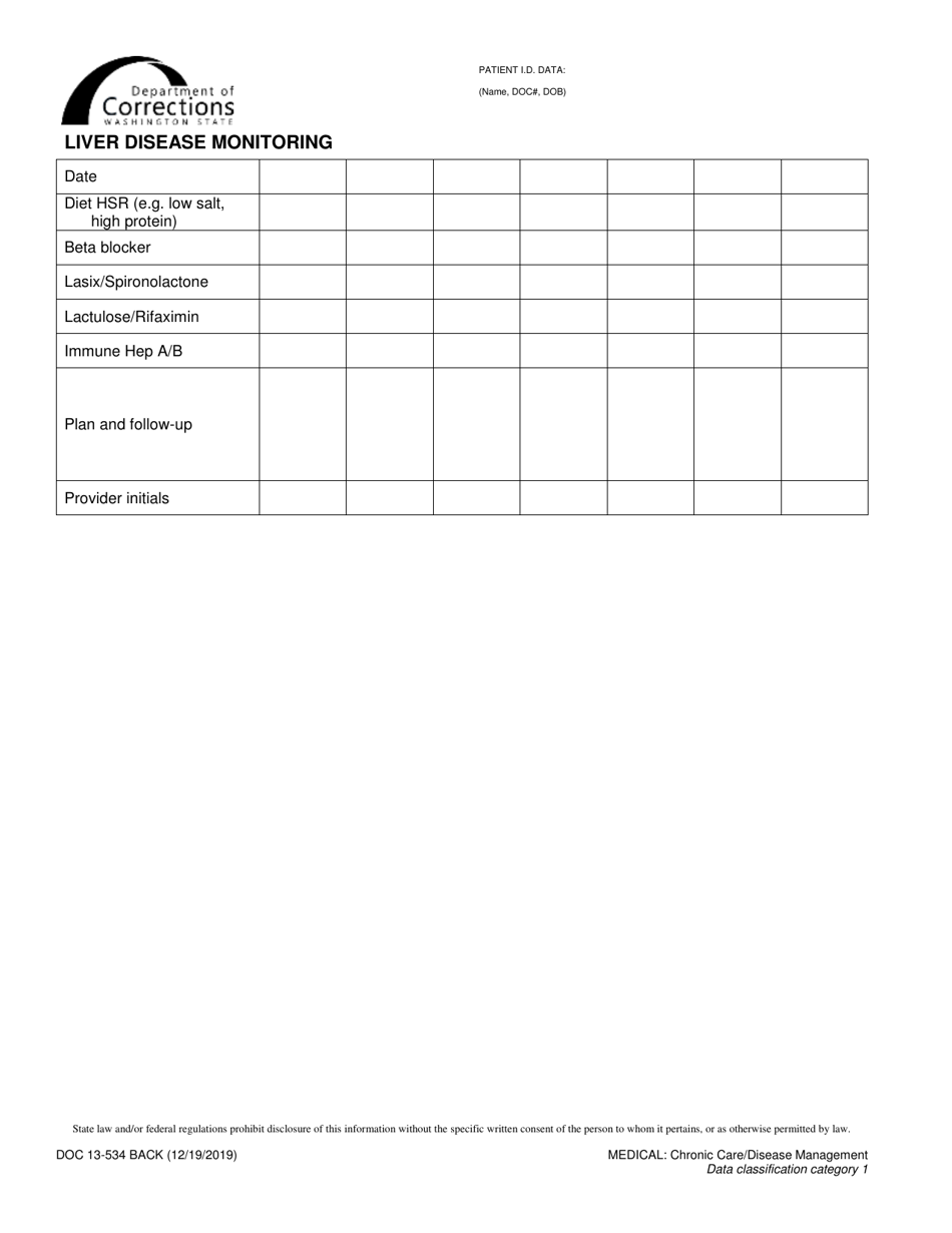 Form DOC13-534 Liver Disease Monitoring - Washington, Page 2