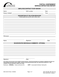 Document preview: Form DOC20-437 Partial Confinement Serious Infraction Report - Washington