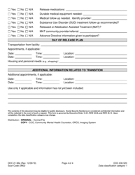 Form DOC21-964 Offender Reentry Community Safety Program Transition Plan - Washington, Page 4