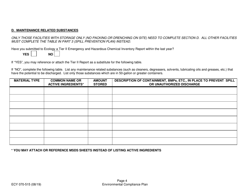 Form ECY070-515 Fresh Fruit Packing General Permit Environmental Compliance Plan (Ecp) - Washington, Page 10