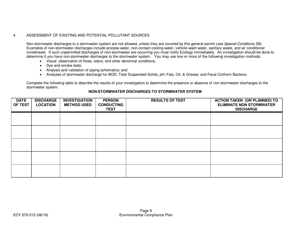Form ECY070-515 Fresh Fruit Packing General Permit Environmental Compliance Plan (Ecp) - Washington, Page 15