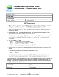 Form ECY070-515 Fresh Fruit Packing General Permit Environmental Compliance Plan (Ecp) - Washington, Page 4