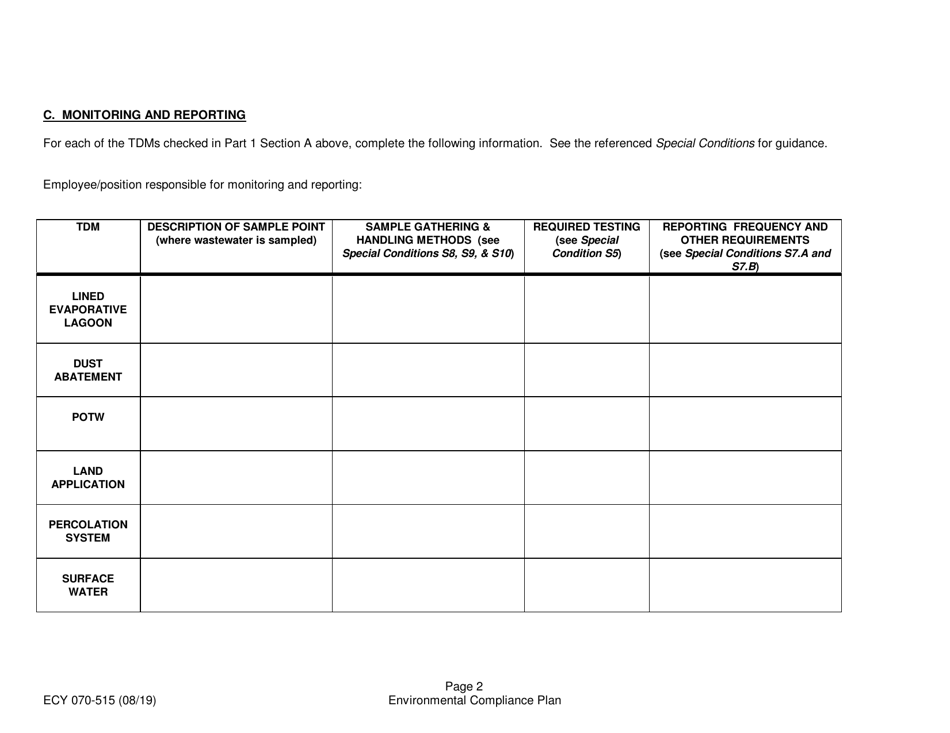Form ECY070-515 Fresh Fruit Packing General Permit Environmental Compliance Plan (Ecp) - Washington, Page 8