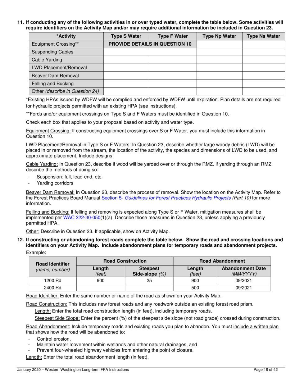 Instructions for Long-Term Forest Practices Application Instructions - Western Washington - Washington, Page 18