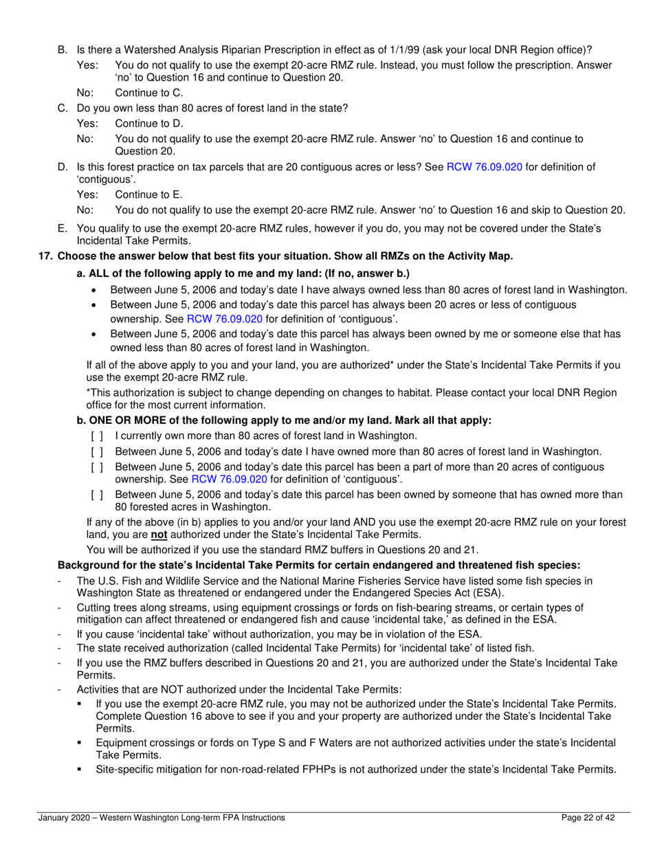 Instructions for Long-Term Forest Practices Application Instructions - Western Washington - Washington, Page 22
