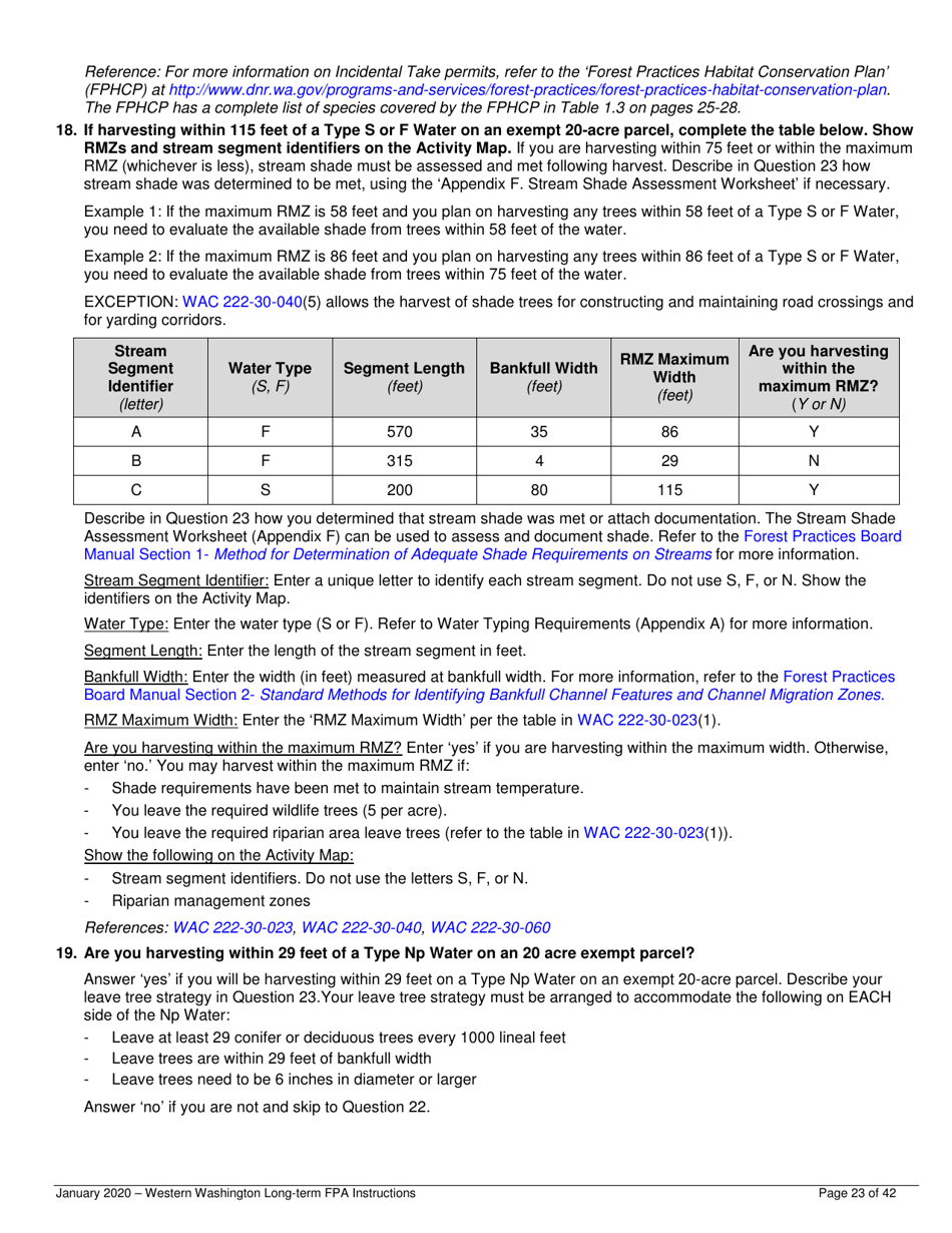 Instructions for Long-Term Forest Practices Application Instructions - Western Washington - Washington, Page 23