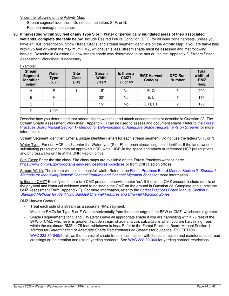 Instructions for Long-Term Forest Practices Application Instructions - Western Washington - Washington, Page 24
