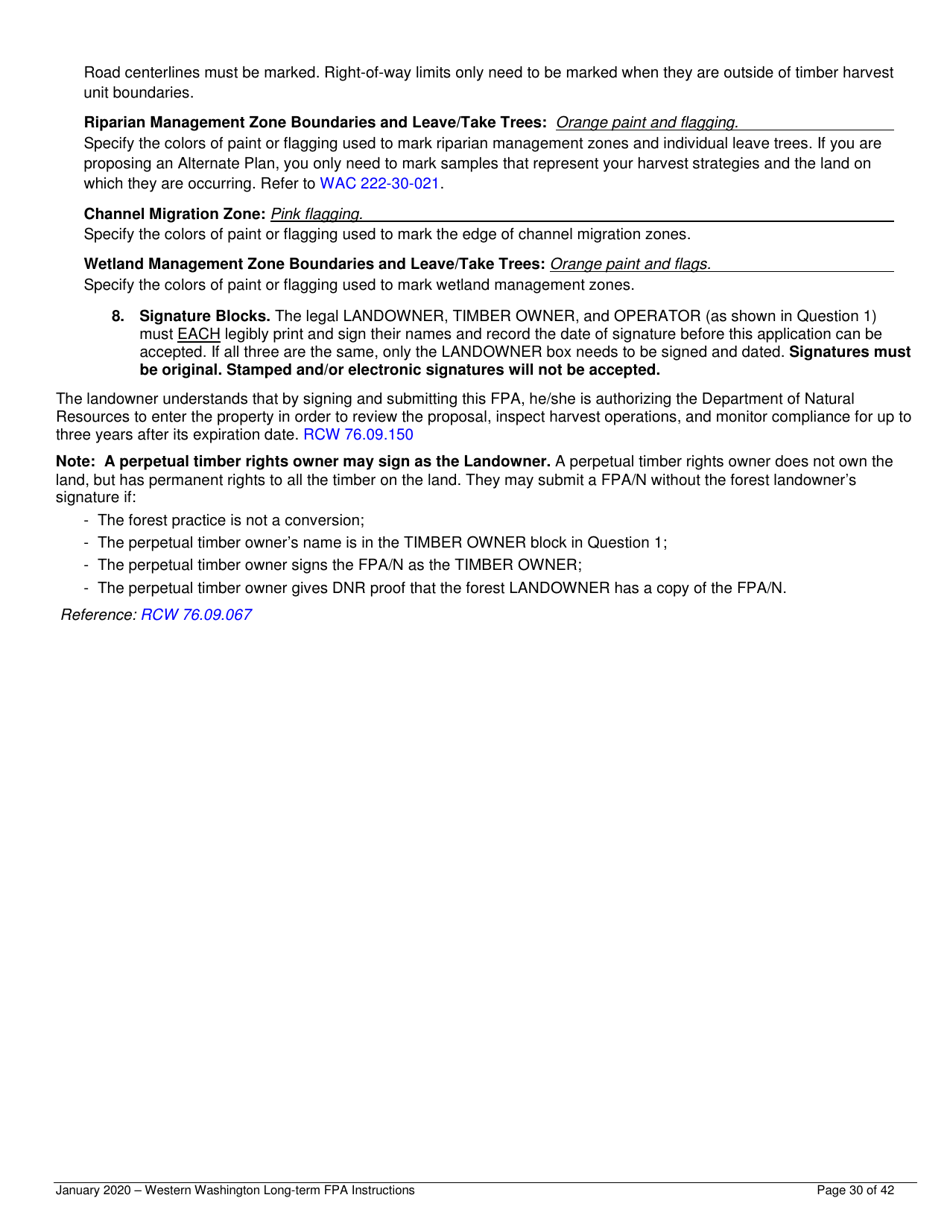 Instructions for Long-Term Forest Practices Application Instructions - Western Washington - Washington, Page 30