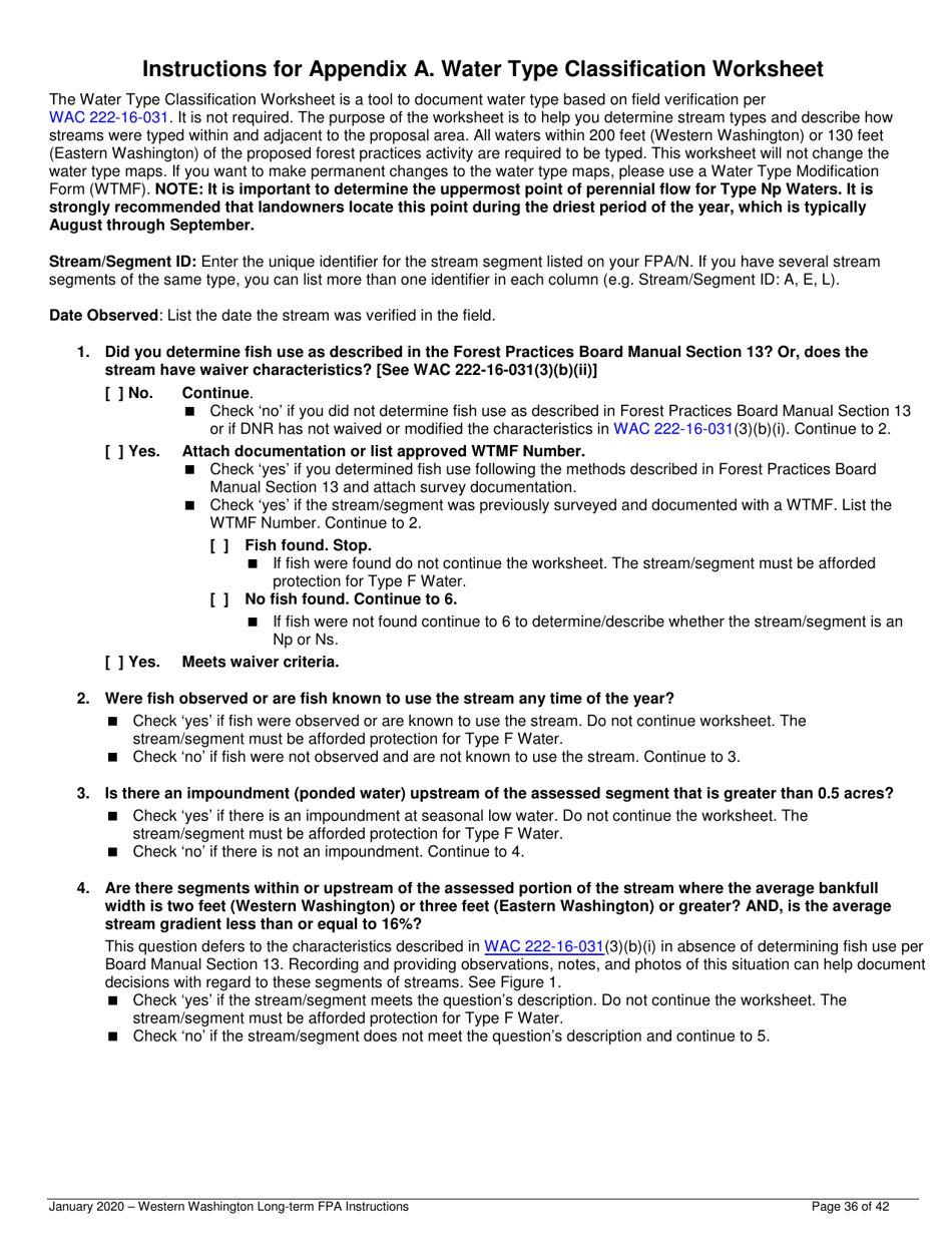 Instructions for Long-Term Forest Practices Application Instructions - Western Washington - Washington, Page 36